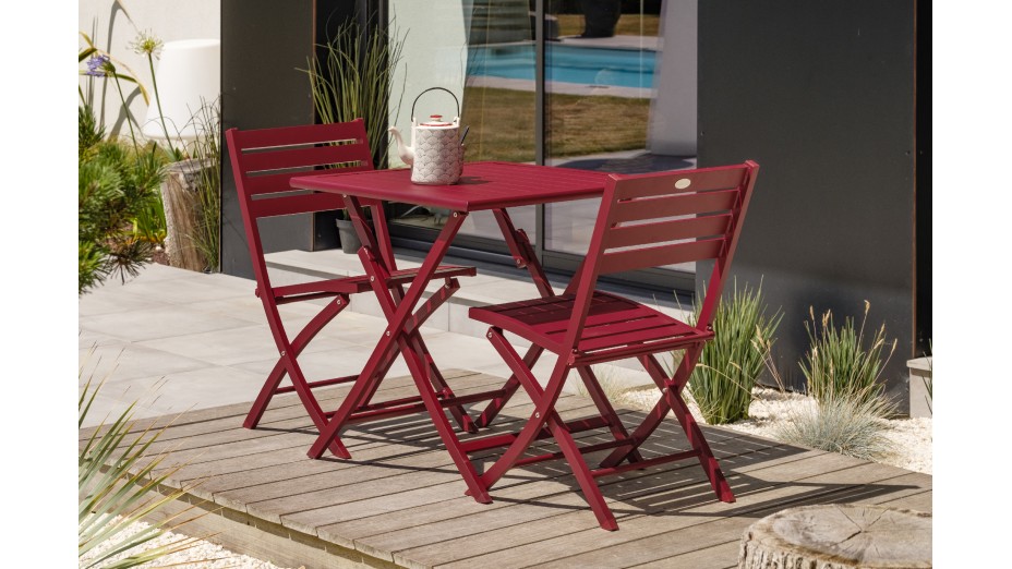 Lot composé de 2 chaises de jardin pliantes MARIUS-CP-CARMIN
