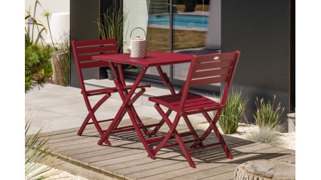 Lot composé de 2 chaises de jardin pliantes MARIUS-CP-CARMIN