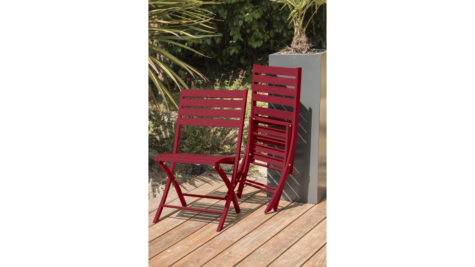 Lot composé de 2 chaises de jardin pliantes MARIUS-CP-CARMIN