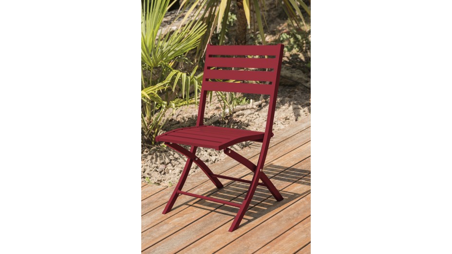 Lot composé de 2 chaises de jardin pliantes MARIUS-CP-CARMIN