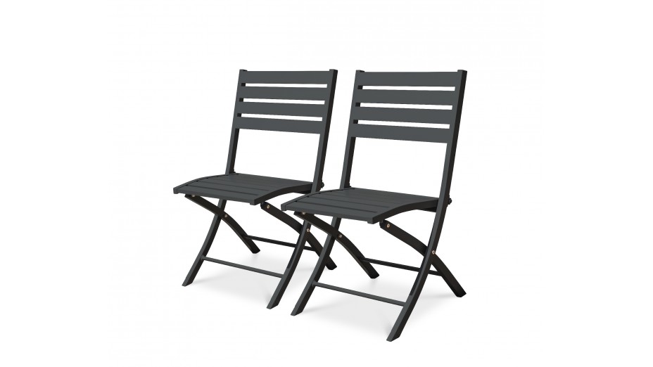 Lot composé de 2 chaises de jardin pliantes MARIUS-CP-GRISANT