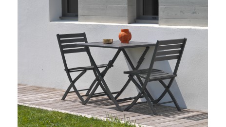 Lot composé de 2 chaises de jardin pliantes MARIUS-CP-GRISANT