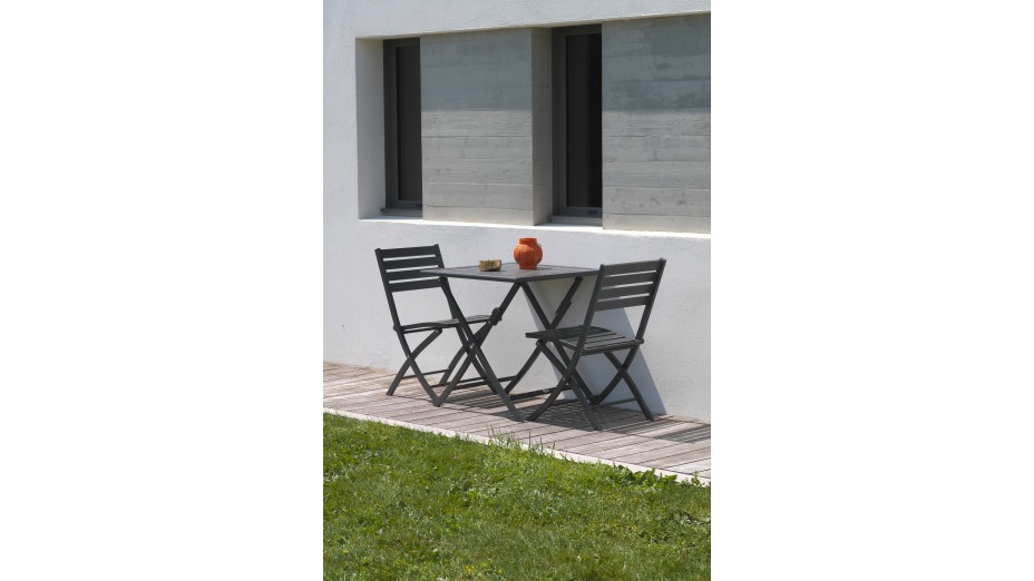 Lot composé de 2 chaises de jardin pliantes MARIUS-CP-GRISANT
