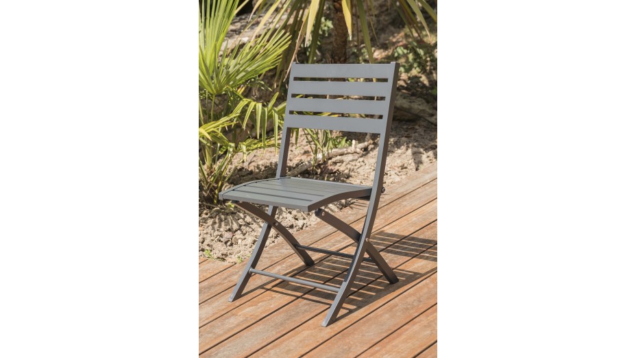 Lot composé de 2 chaises de jardin pliantes MARIUS-CP-GRISANT