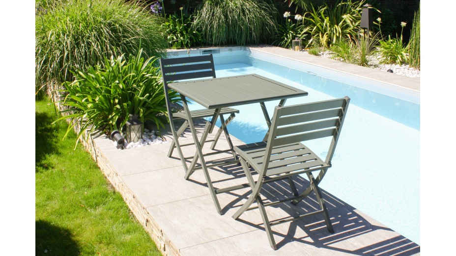 Lot composé de 2 chaises de jardin pliantes MARIUS-CP-KAKI