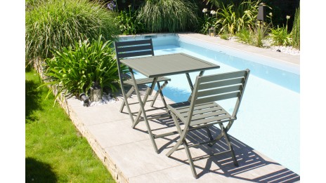 Lot composé de 2 chaises de jardin pliantes MARIUS-CP-KAKI