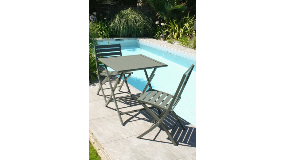 Lot composé de 2 chaises de jardin pliantes MARIUS-CP-KAKI