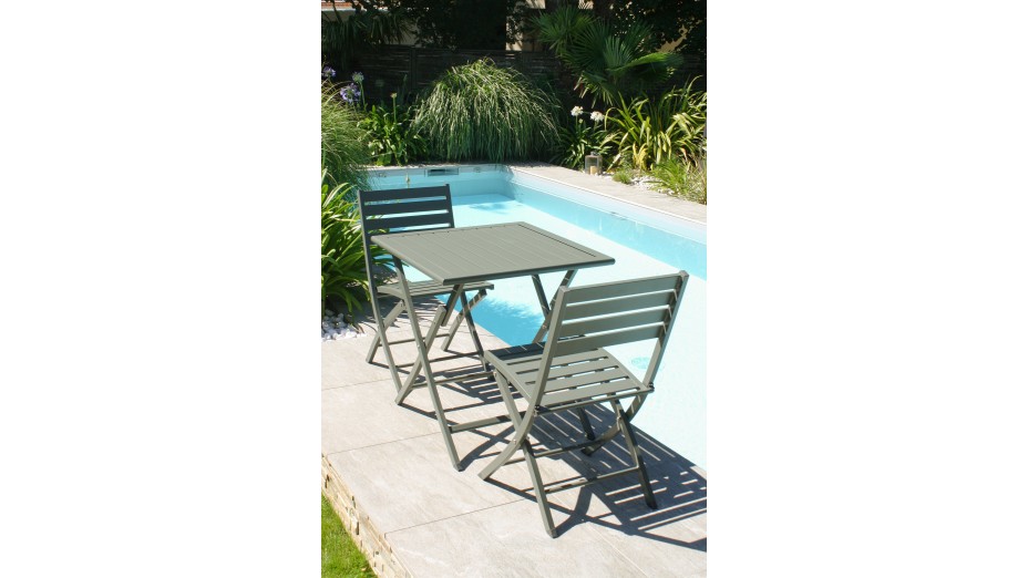 Lot composé de 2 chaises de jardin pliantes MARIUS-CP-KAKI