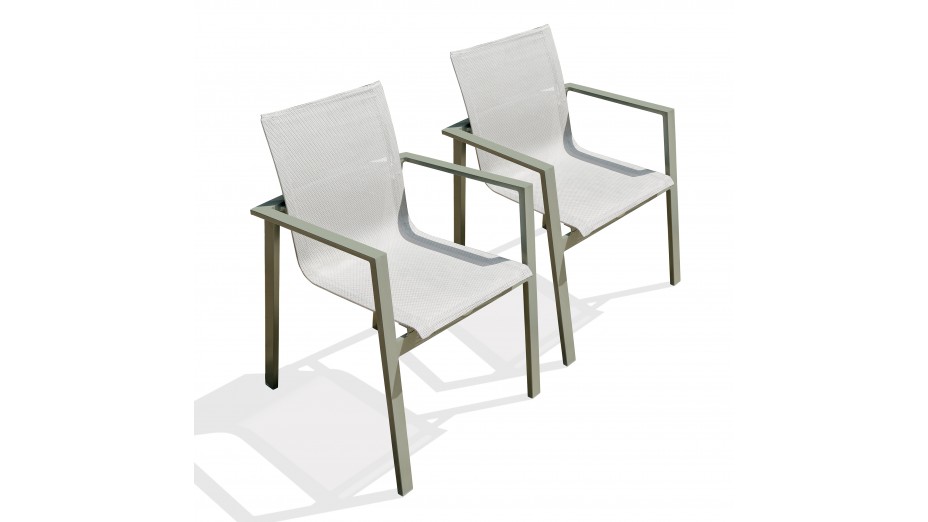 Lot composé de 2 fauteuils de jardin MIAMI-FT-KAKI empilables