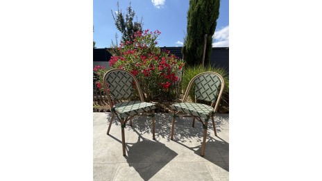 Lot composé de 2 fauteuils de jardin BISTRO-FT-TEX-VERT empilables