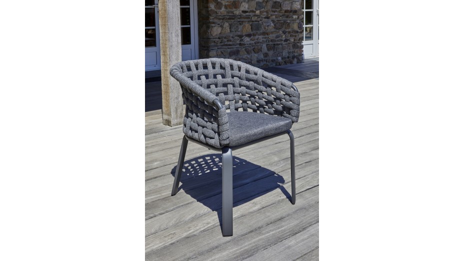 Lot de 2 fauteuils de jardin CAMARGUE en corde tissée et aluminium - GRIS ANTHRACITE