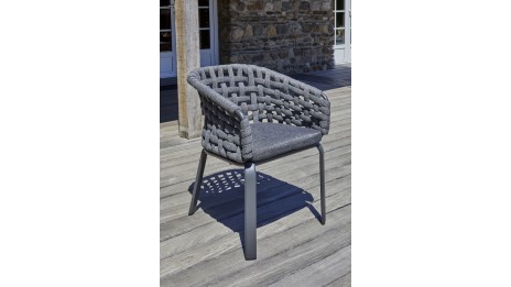 Lot de 2 fauteuils de jardin CAMARGUE en corde tissée et aluminium - GRIS ANTHRACITE