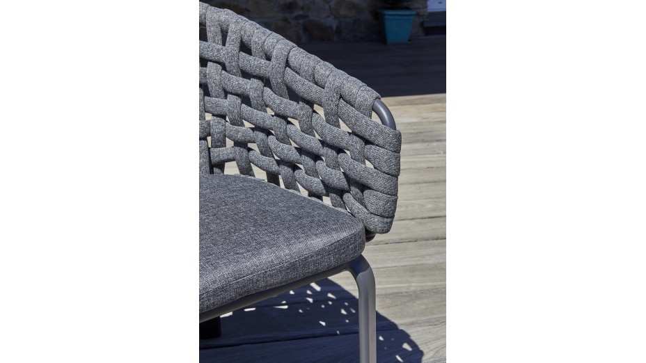 Lot de 2 fauteuils de jardin CAMARGUE en corde tissée et aluminium - GRIS ANTHRACITE