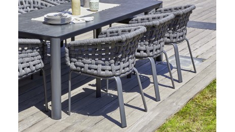 Lot de 2 fauteuils de jardin CAMARGUE en corde tissée et aluminium - GRIS ANTHRACITE