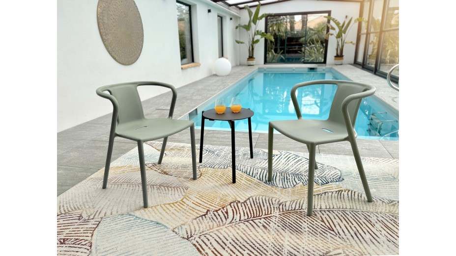 Lot composé de 2 fauteuils de jardin DIEGO-FT-OLIVE empilables