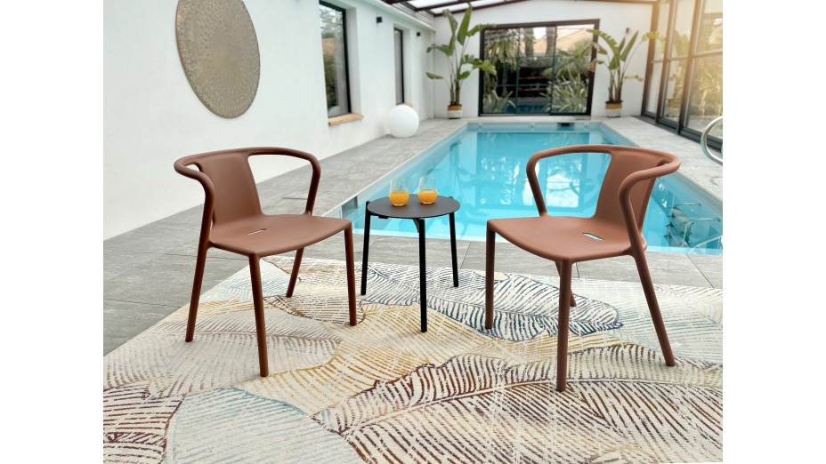 Fauteuil de jardin empilable DIEGO en polypropylène - TERRACOTTA