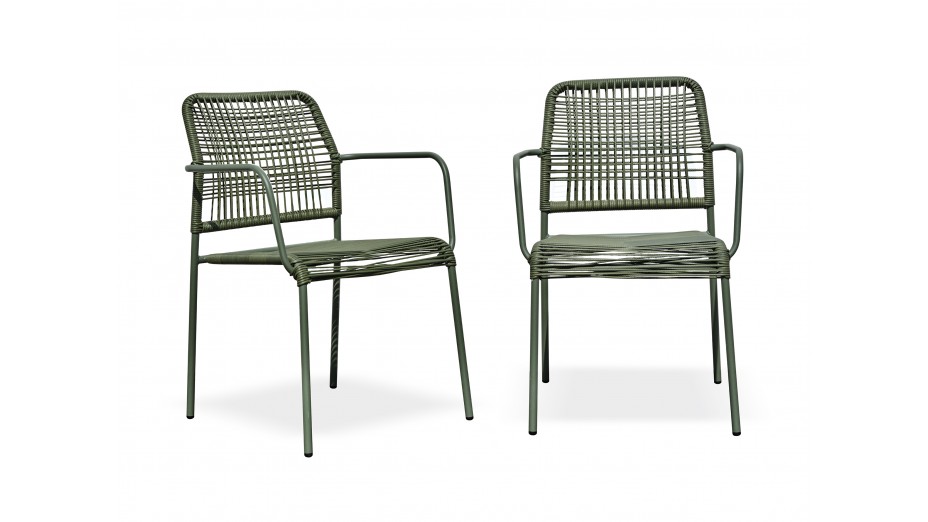 Lot composé de 2 fauteuils de jardin empilables MARCEAU-FT-OLIVE