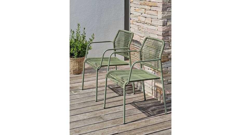 Lot composé de 2 fauteuils de jardin empilables MARCEAU-FT-OLIVE