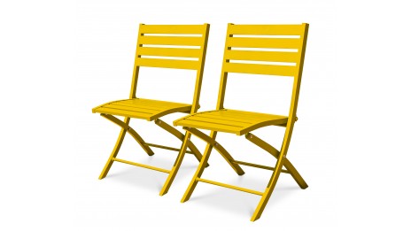 Lot composé de 2 chaises de jardin pliantes MARIUS-CP-MOUTARDE