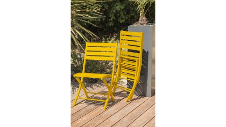 Lot composé de 2 chaises de jardin pliantes MARIUS-CP-MOUTARDE