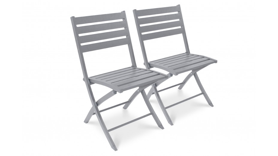 Lot composé de 2 chaises de jardin pliantes MARIUS-CP-GRIS