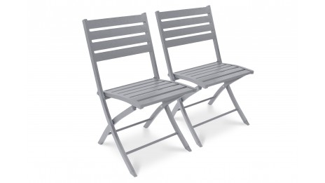 Lot composé de 2 chaises de jardin pliantes MARIUS-CP-GRIS