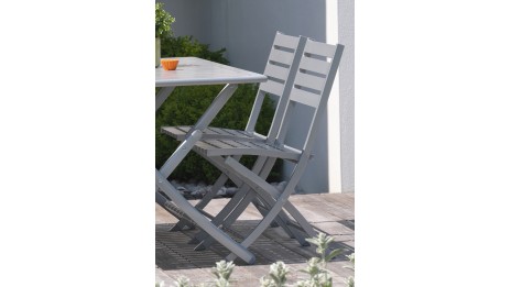 Lot composé de 2 chaises de jardin pliantes MARIUS-CP-GRIS
