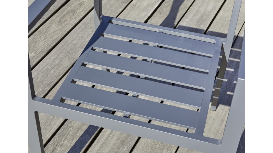 Lot de 2 fauteuils de jardin empilables PELOSA en aluminium - GRIS ANTHRACITE